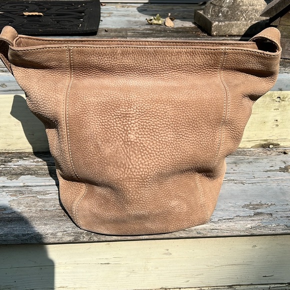 Coach Y2K Vintage Pebbled Leather Tan Tote Hobo Boho Hippie NuBuck Suede Handbag - Picture 10 of 16